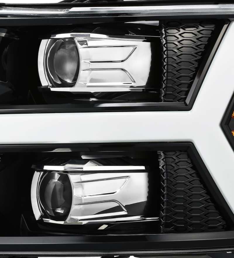AlphaRex 07-13 Chevy 1500 LUXX LED Proj Headlights Plank Style Jet Blk w/ Activ Light/Seq Signal/DRL 880223 *Discontinued