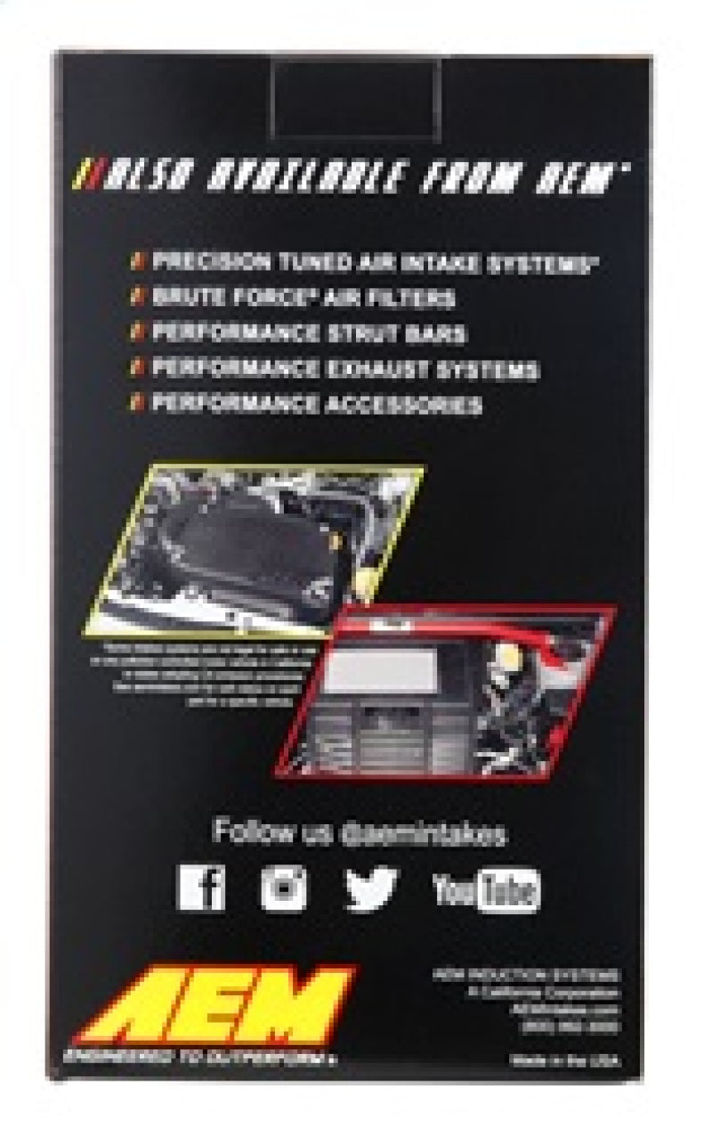 AEM Induction AEM DryFlow Air Filter - Round Tapered 5in Top OD x 6 Base OD x 5.563in H x 3in Flange ID 21-203D-XK