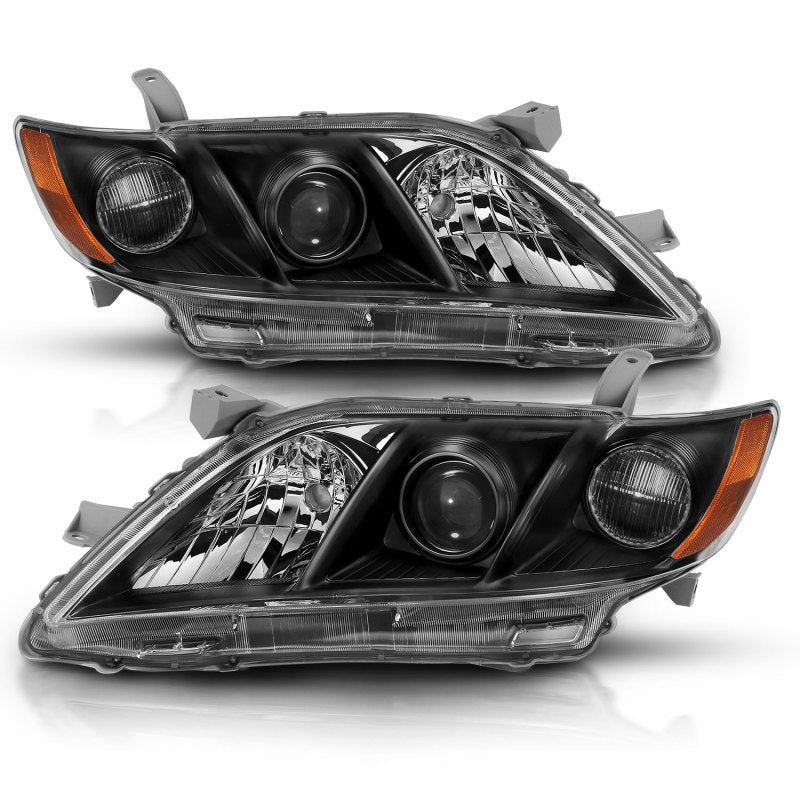 ANZO 2007-2011 Toyota Camry Projector Headlight Black Amber 121539