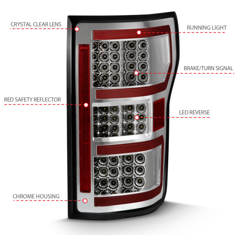 ANZO 2018-2019 Ford F-150 LED Taillight Chrome (Red Light Bar) (w/ Sequential) 311316