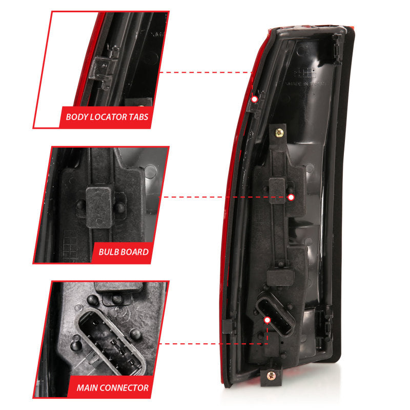 ANZO 1988-1999 Chevy C1500 Taillight Red/Clear Lens w/ Circuit Boardá(OE Replacement) 311300