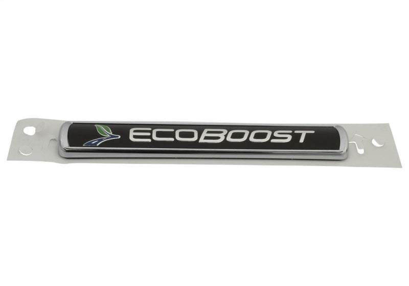 Ford Racing Black/Silver EcoBoost Emblem 3-1/2in x 9/16in - Set of 2 M-1447-EBBLK