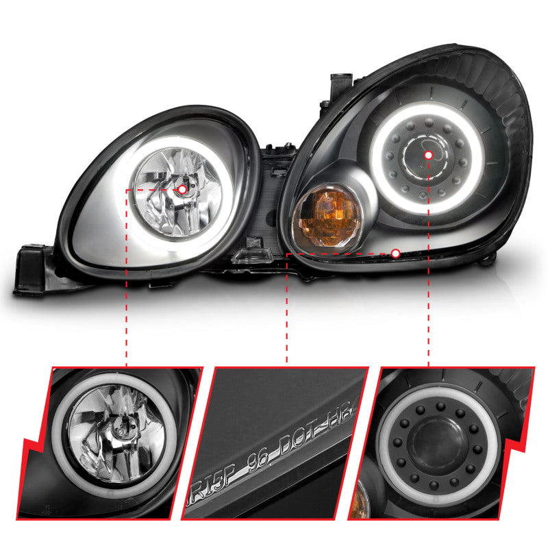 Anzo 1998-2005 Lexus Gs300 Projector Headlights w/ Halo Black