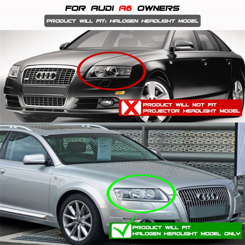 Spyder Audi A6 05-07 Projector Headlights Halogen Light Tube DRL Blk PRO-YD-ADA605-LTDRL-BK 5071903