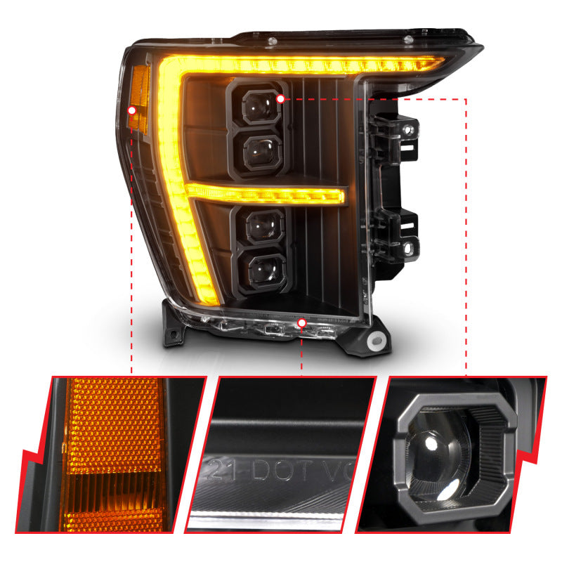 ANZO 21-23 Ford F-150 (w/Factory Halogen) Z-Series Full LED Proj Headlights - Pass. Side ONLY 111593X-R