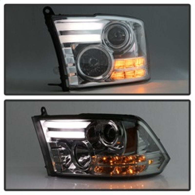 Spyder Dodge Ram 13-15 Projector Headlights Light Bar DRL Smoke PRO-YD-DR13-LBDRL-SM 5081735