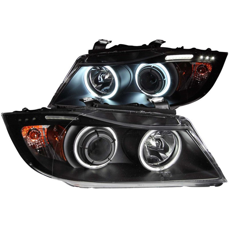 Anzo 2006-2008 BMW 3 Series E90-E91 Projector Headlights w/ Halo w/ LED Bar