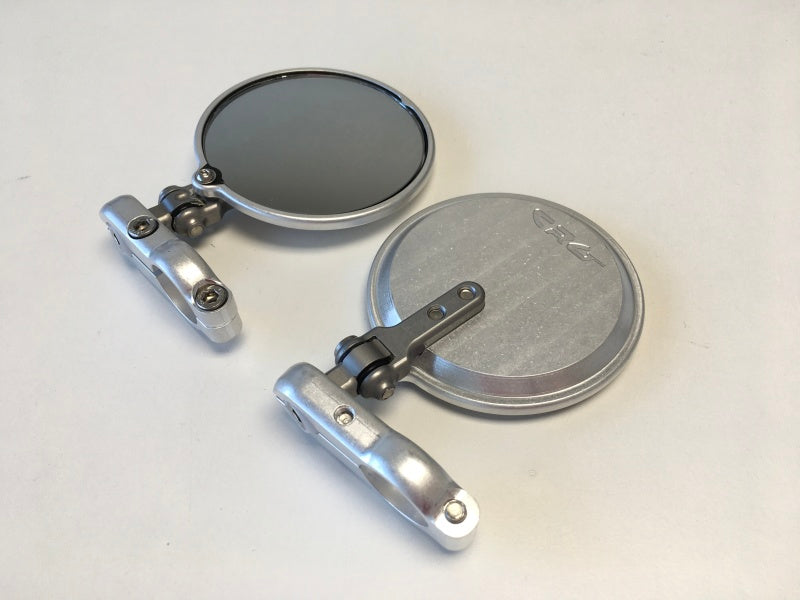 CRG Constructors CRG Hindsight Folding 3 in. Round Bar-End Mirror Left - Silver HSLS-201-L