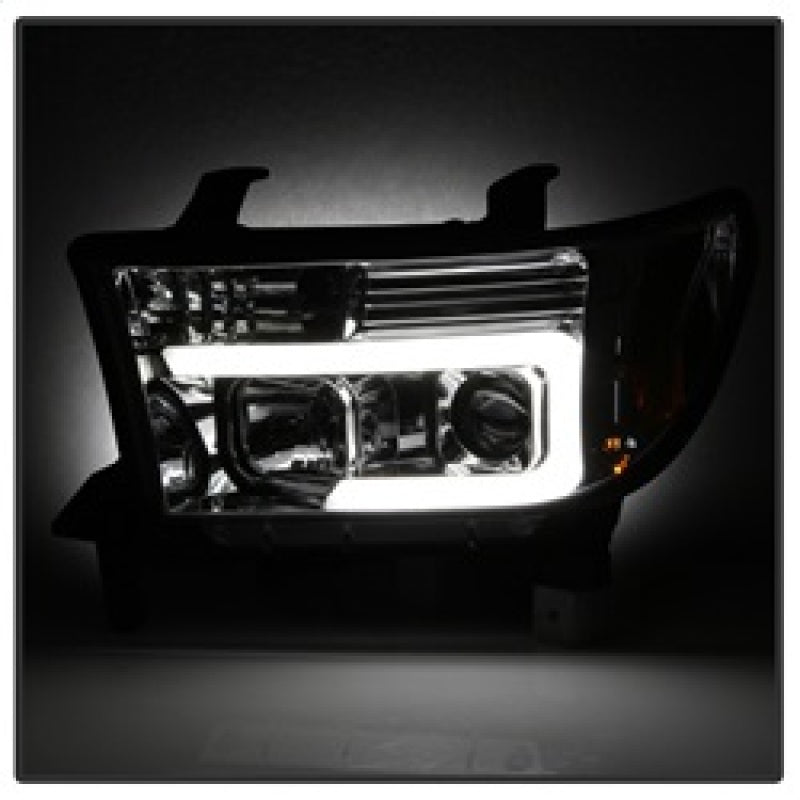 Spyder 07-13 Toyota Tundra V2 Light Bar DRL Projector Headlights - Chrome (PRO-YD-TTU07V2-LB-C) 5084651