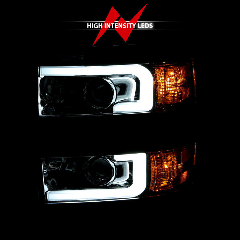Anzo 2015-2016 Chevrolet Silverado Projector Headlights w/ Plank Style Desi