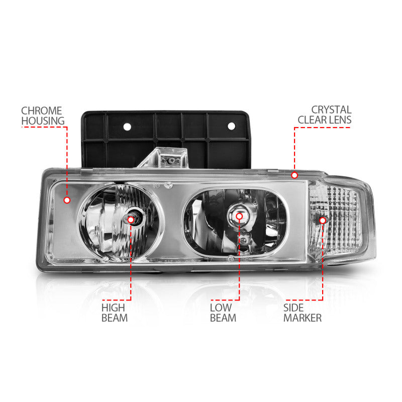 Anzo Chrome Crystal Headlights 1995-2005 Chevrolet Astro