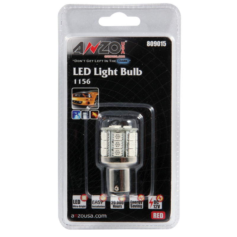 ANZO LED Bulbs Universal LED 1156 Red - 23 LEDs 1 3/4in Tall 809015