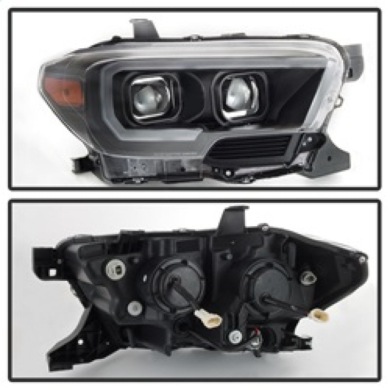 SPYDER xTune Toyota Tacoma 16-18 DRL Light Bar Projector Headlights - Black PRO-JH-TTA16-LBDRL-BK 9039256