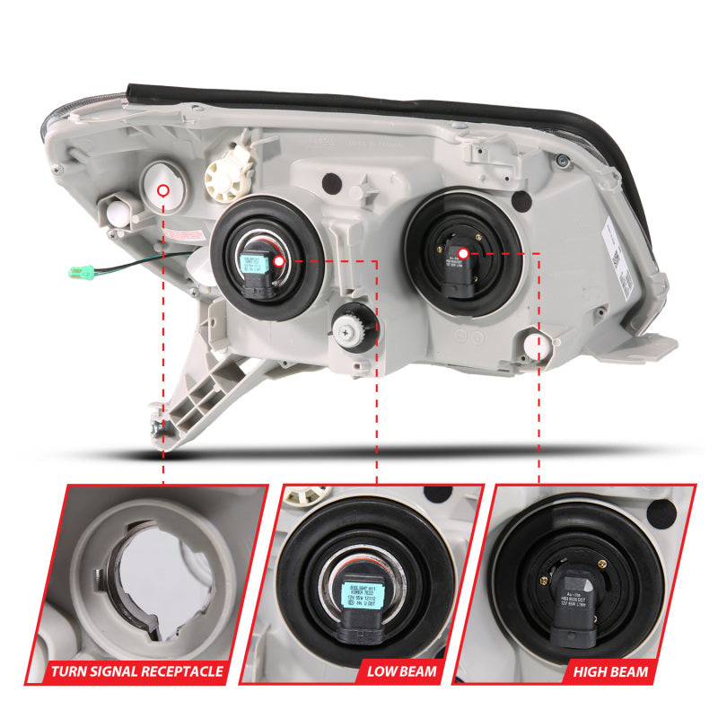 ANZO 06-09 Toyota 4 Runner Projector Headlights Plank Style - Black 111616