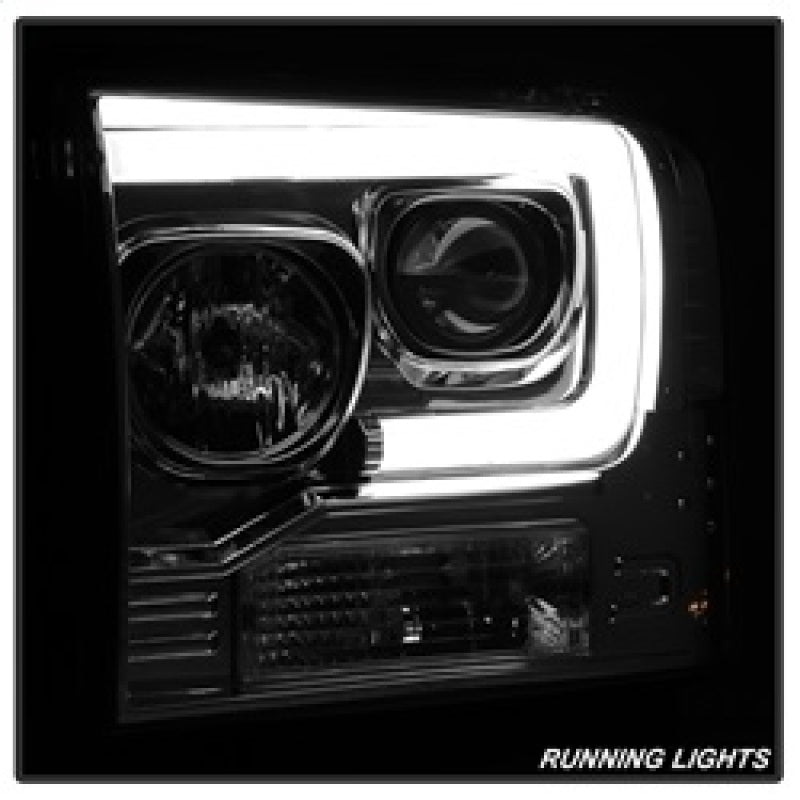 Spyder 05-07 Ford F250/350/450 SD Ver 2 Proj Headlights - Light Bar DRL - Black PRO-YD-FS05V2-LB-C 5084682