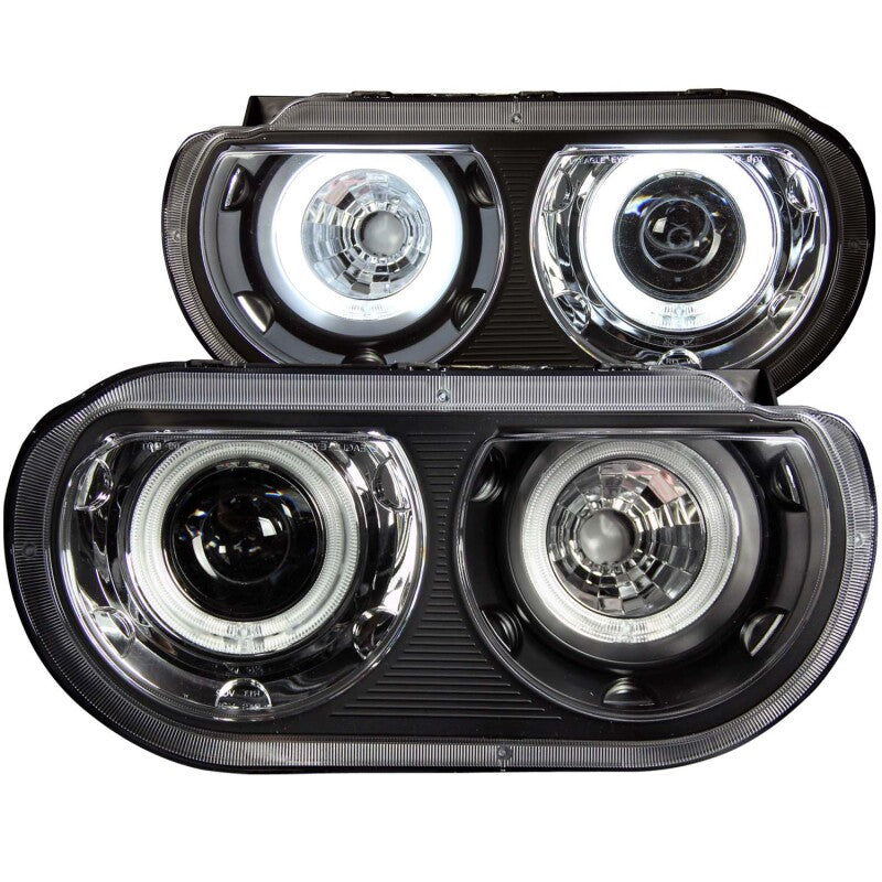 Anzo 2008-2014 Dodge Challenger Projector Headlights w/ Halo Black (CCFL)