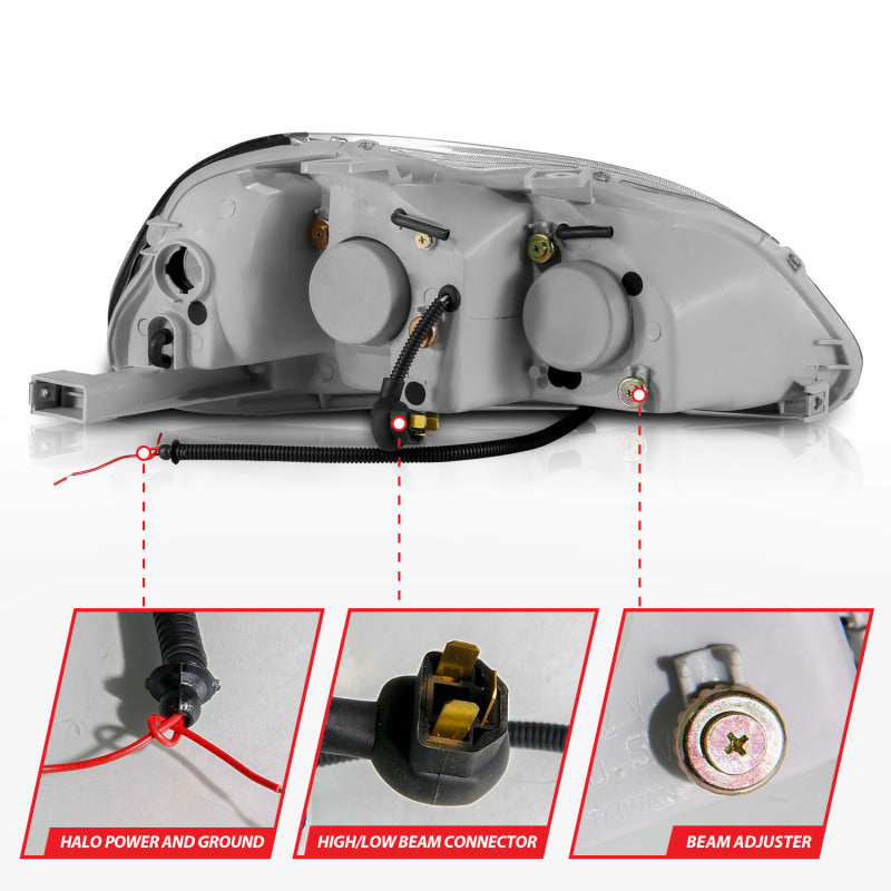 Anzo 1996-1998 Honda Civic Projector Headlights w/ Halo Black