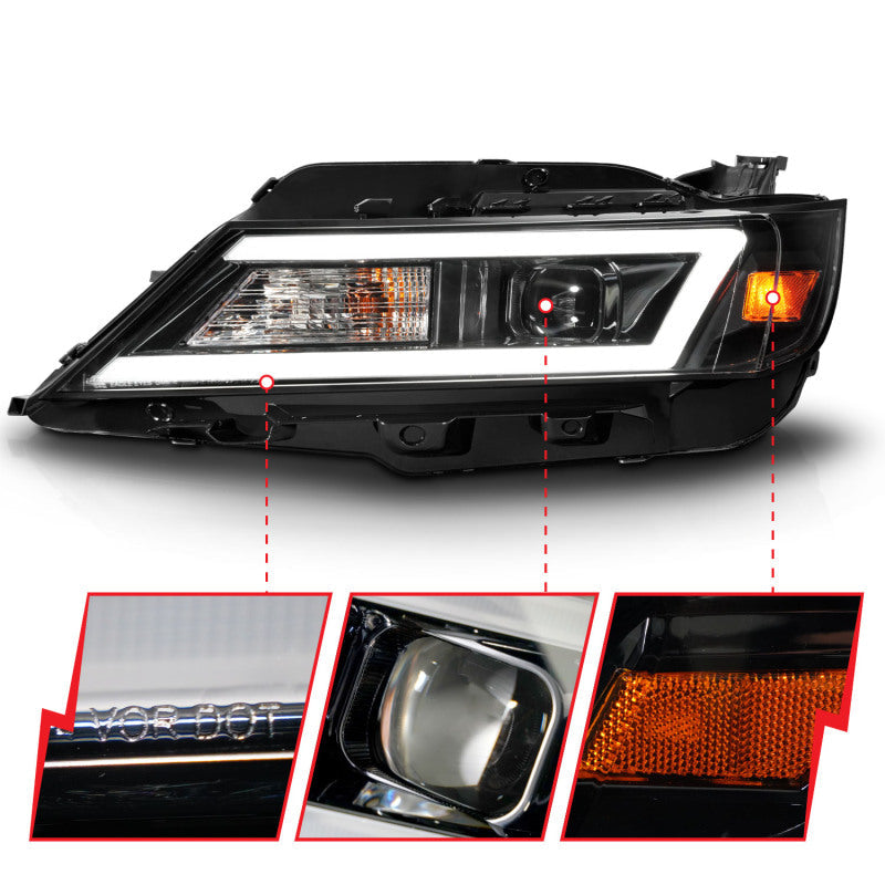 ANZO 14-20 Chevrolet Impala Square Projector LED Bar Headlights w/ Black Housing 121574