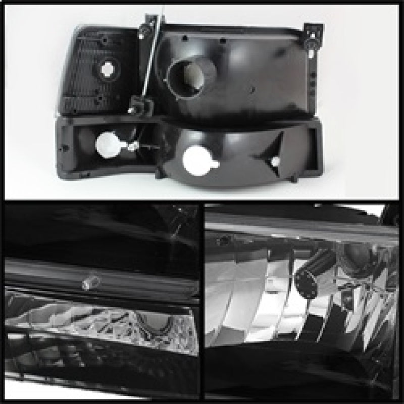 SPYDER Xtune Ford F150/Bronco 92-96 Headlights w/Corner Bumper 6pcs Amber- Black HD-JH-FB92-SET-AM-BK 5073136