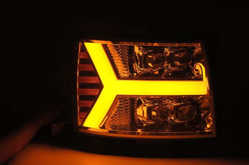AlphaRex 07-13 Chevy 1500HD NOVA LED Proj Headlights Plank Style Chrm w/Activ Light/Seq Signal 880207 *Discontinued