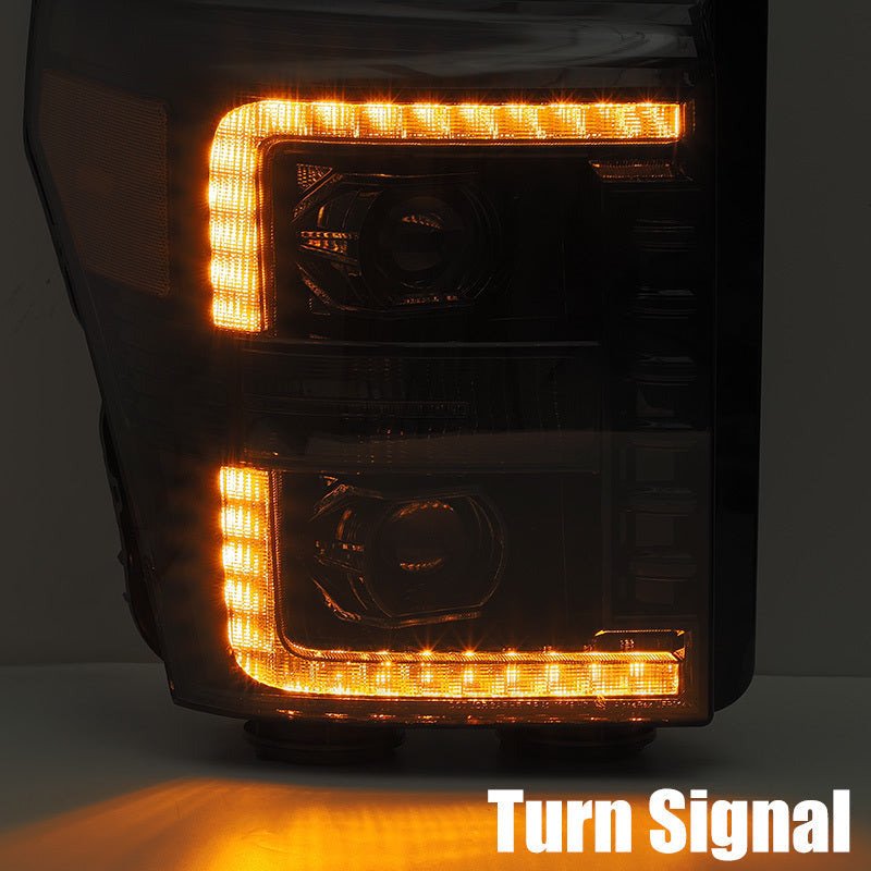 AlphaRex 11-16 Ford F-250 SD PRO-Series Projector Headlights Plank Style Alpha Black w/Seq Signal 880140 *Discontinued