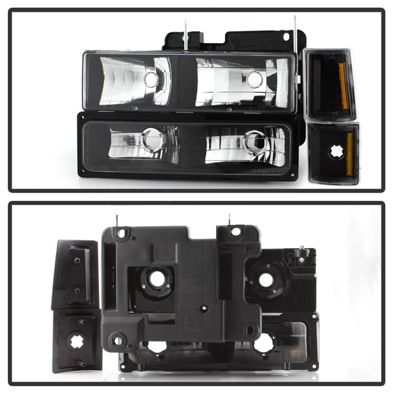 SPYDER xTune GMC C/K Series 94-98 Headlights w/ Corner and Parking Lights - Black HD-JH-GCK94-BK-SET 9037405