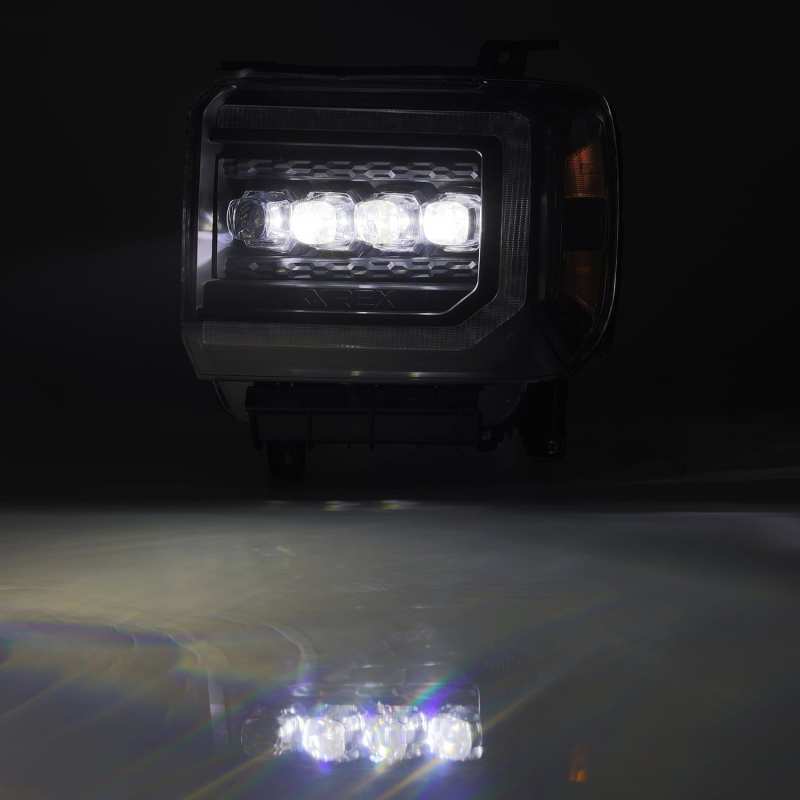 AlphaRex 14-18 GMC Sierra NOVA LED Proj Headlights Plank Style Black w/Activ Light/Seq Signal/DRL 880617 *Discontinued