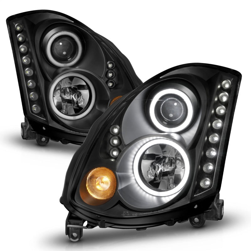 Anzo 2003-2007 Infiniti G35 Projector Headlights w/ Halo Black (CCFL) (HID