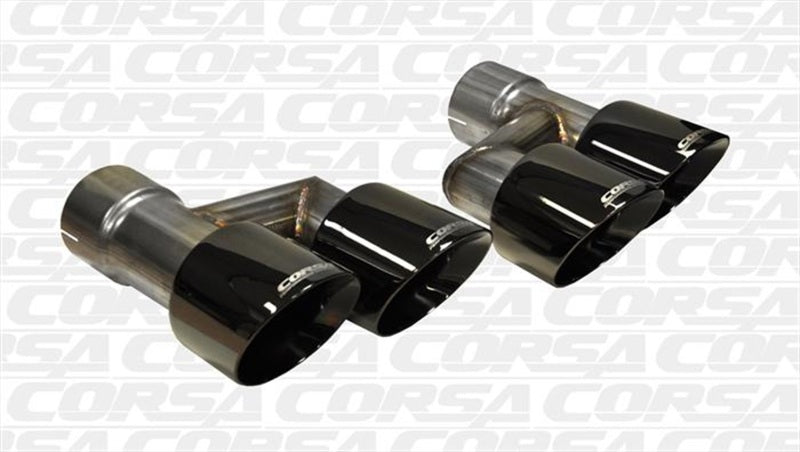 Corsa Performance 15-16 Ford Mustang GT 5.0 Black Quad Tips Kit
