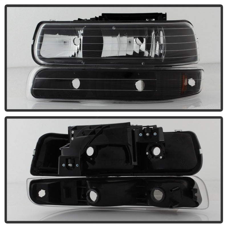 SPYDER Xtune Chevy TahOE 00-06 Amber Crystal Headlights w/ Bumper Lights Black HD-JH-CSIL99-SET-AM-BK 5064219
