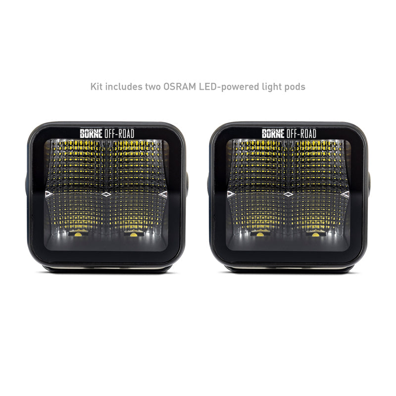 Borne Off-Road Light Pods (Kit of 2) 3x3 Flood BNLT-LP33-2F