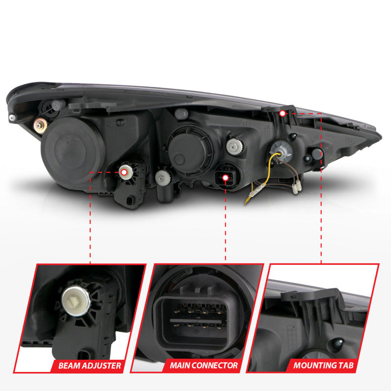 Anzo 2013-2015 Hyundai Genesis Projector Headlights w/ Plank Style Design B