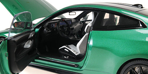Minichamps 2024 BMW M4 Coupe (G82) w/ Carbon Roof Isle of Man Green Metallic 1:18