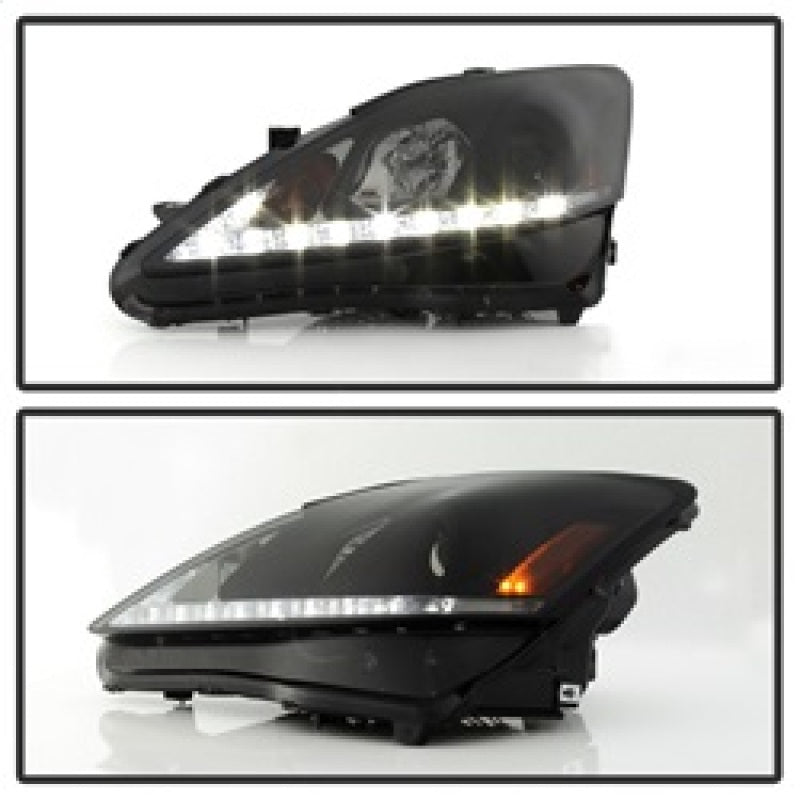 Spyder Lexus IS 250/350 2006-2010 Projector Headlights DRL Black Smoke PRO-YD-LIS06-DRL-BSM 5080073