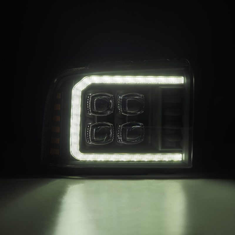 AlphaRex 05-07 Ford F250/350/450/550 Super Duty NOVA LED Proj HL Blk w/Actv Light & Seq Sig + SB DRL 880319 *Discontinued