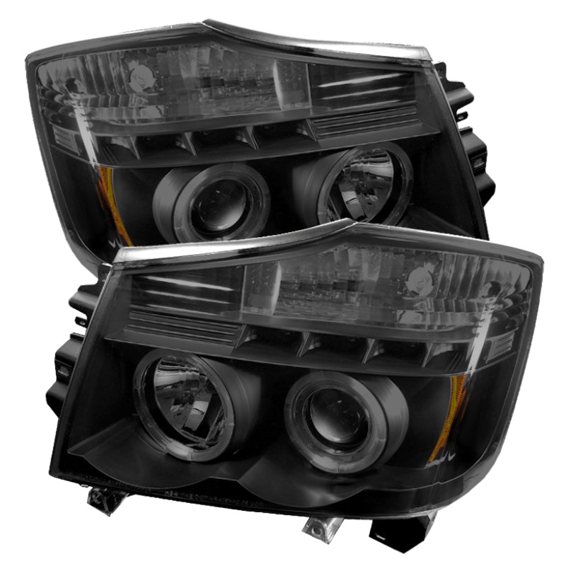 Spyder Nissan Titan 04-14 Projector Headlights LED Halo LED Blk Smke PRO-YD-NTI04-HL-BSM 5078605