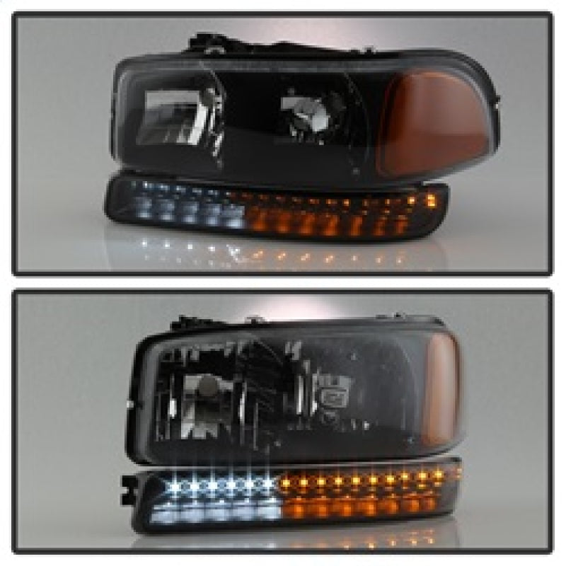 SPYDER xTune GMC Sierra 99-06 /Yukon 00-06 Headlights & LED Bumper Lights - Black HD-JH-GS99-LED-SET-BK 9037399