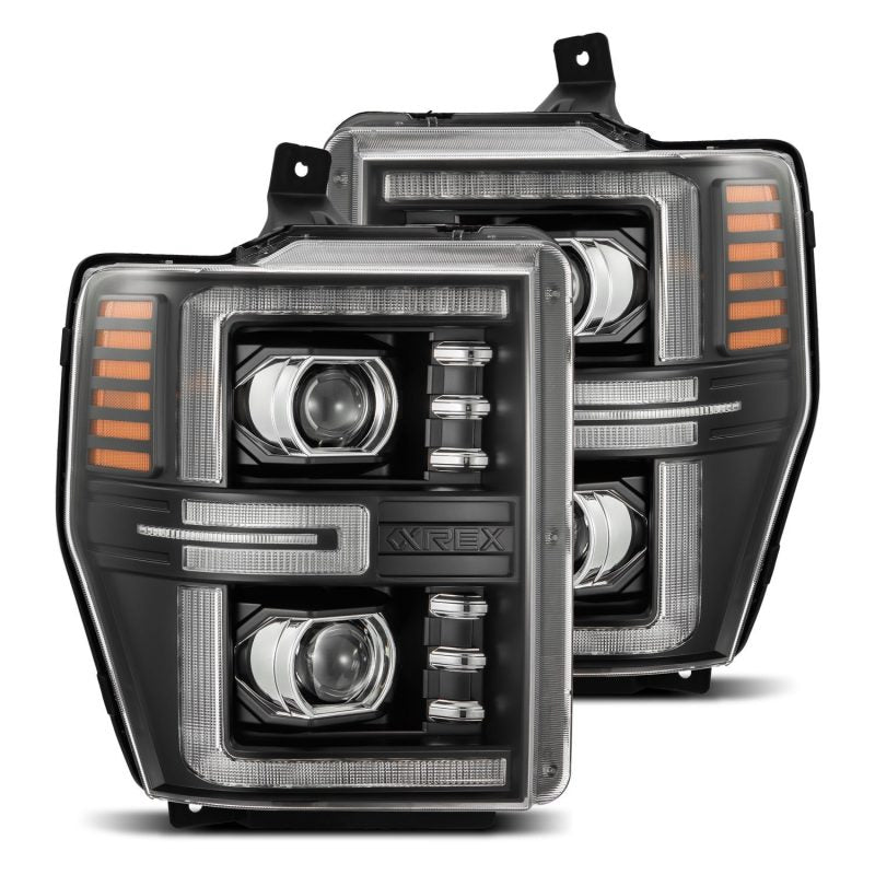 AlphaRex 08-10 Ford F250-550 LUXX-Series LED Projector Headlights Black w/Activ Light/Seq Signal 880312 *Discontinued
