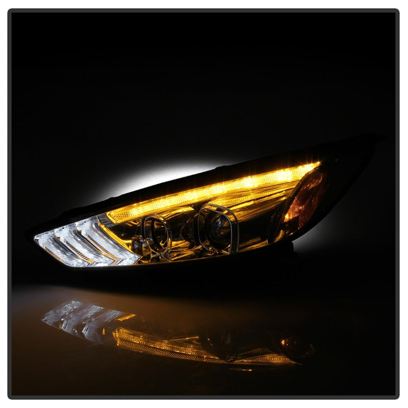 Spyder 15-18 Ford Focus Projector Headlights - Seq Turn Light Bar - Chrome PRO-YD-FF15-LBSEQ-C 5086457