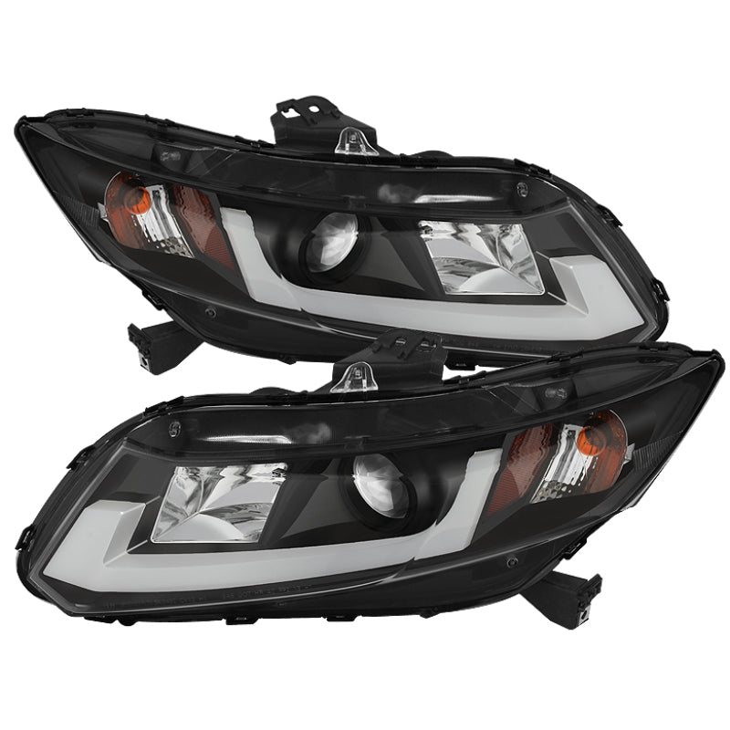 Spyder Honda Civic 2012-2014 Projector Headlights - Light Bar DRL Black PRO-YD-HC12-DRL-BK 5076519