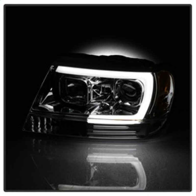Spyder 99-04 Jeep Grand Cherokee Projector Headlights - Light Bar DRL LED - Chrome 5085214