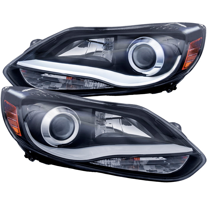 Anzo 2012-2014 Ford Focus Projector Headlights w/ Plank Style Design Black