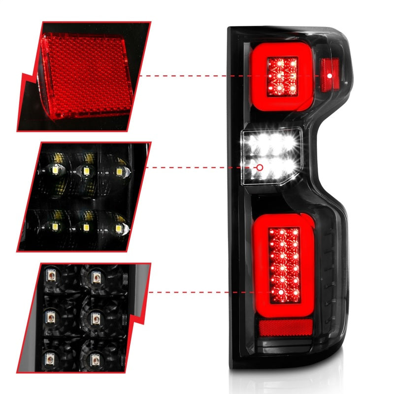 ANZO 19-21 Chevy Silverado Work TruckFull LED Tailights Black Housing Clear Lens G2 (w/C Light Bars) 311417