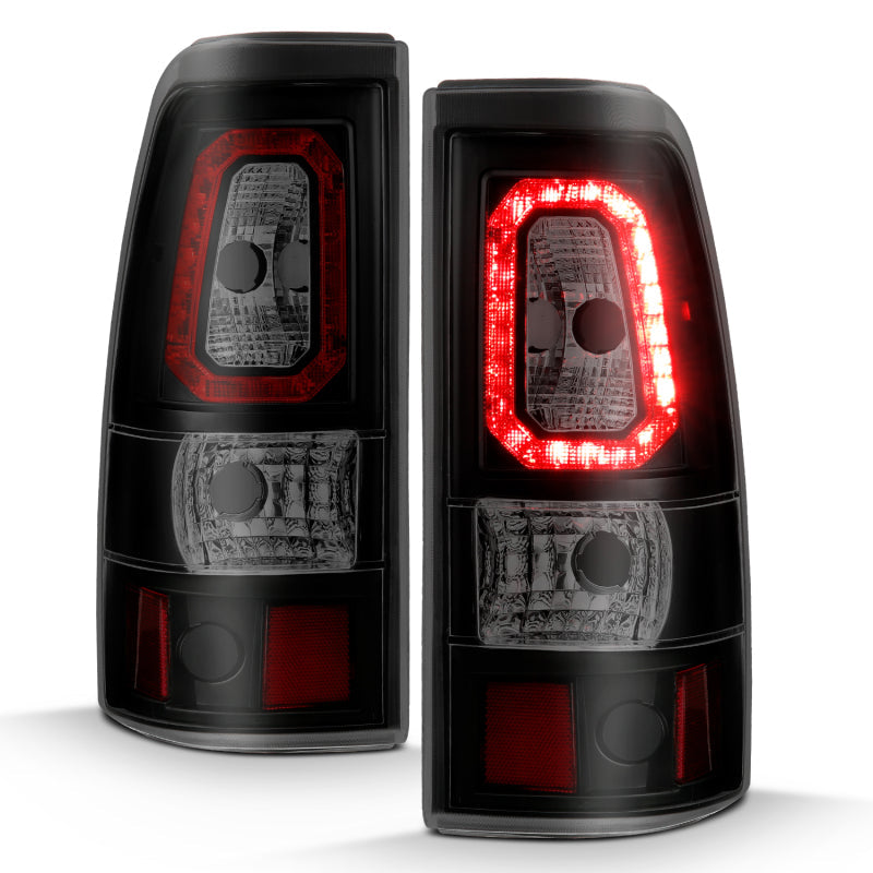 ANZO 1999-2002 Chevy Silverado 1500 LED Taillights Plank Style Black w/Smoke Lens 311325