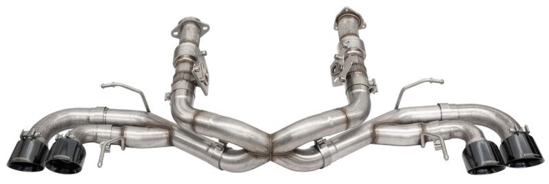 Corsa 2020 Corvette C8 3in Xtreme Cat-Back Exhaust 4.5in Blk Quad Tips - Integrates stock AFM Valve 21102BLK