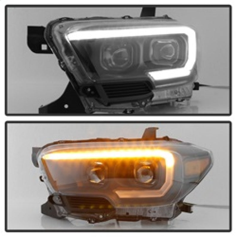 SPYDER xTune Toyota Tacoma 16-18 DRL Light Bar Projector Headlights - Black PRO-JH-TTA16-LBDRL-BK 9039256