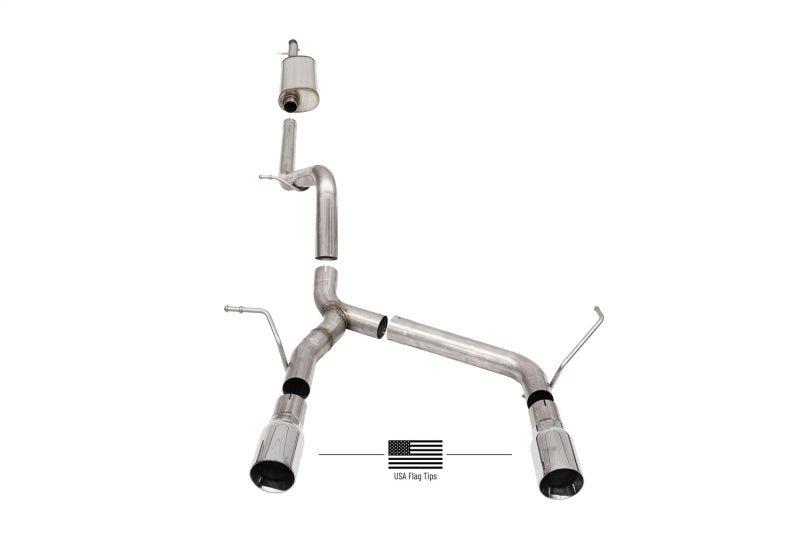 Corsa 07-18 Jeep Wrangler JKU 3.6L/3.8L 2.75in Sport Cat-Back Exhaust w/ 4in American Flag Tips 21122USA