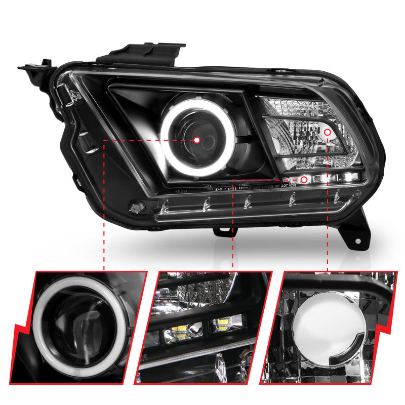 Anzo 2010-2014 Ford Mustang Projector Headlights w/ Halo Black (CCFL)