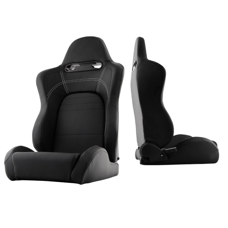 SPYDER Xtune Evo9 Style Racing Seat Pu (Double Slider) Black/Black Passenger Side RST-EVO9-01-BK-PA 9933806