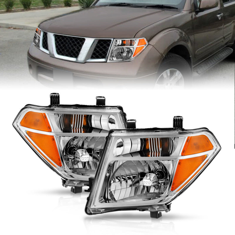 ANZO 2005-2008 Nissan Pathfinder Crystal Headlight Chrome Amber (OE Replacement) 111463